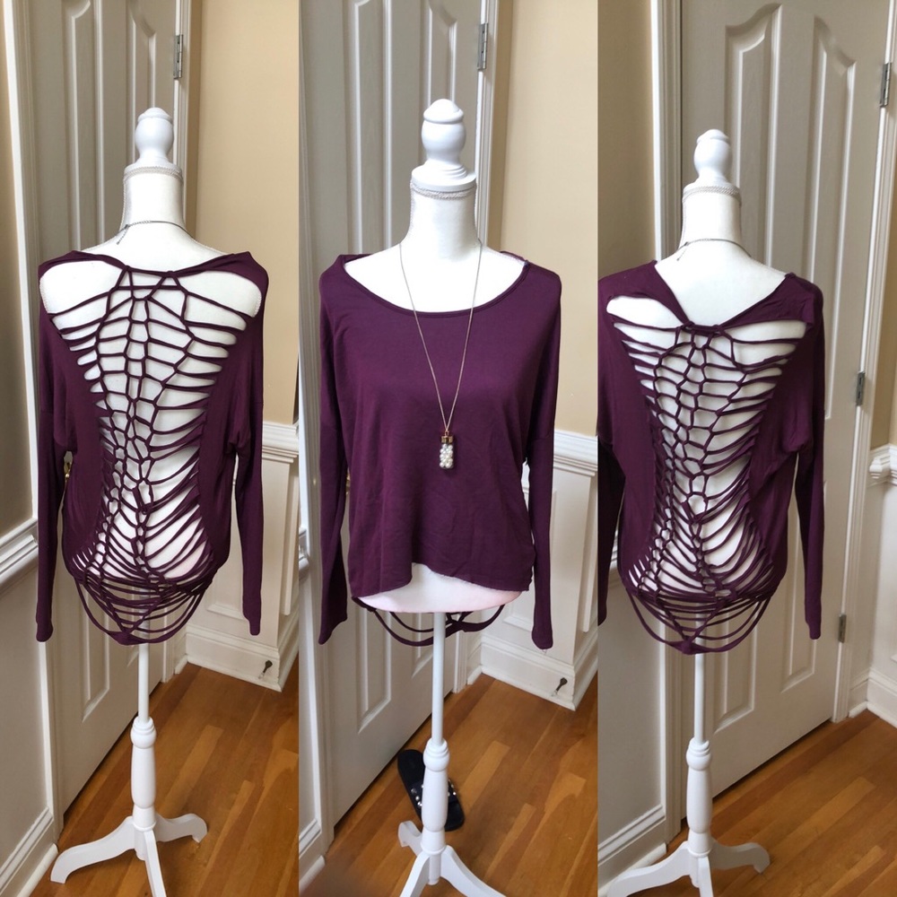 Black bead stringy back jersey top